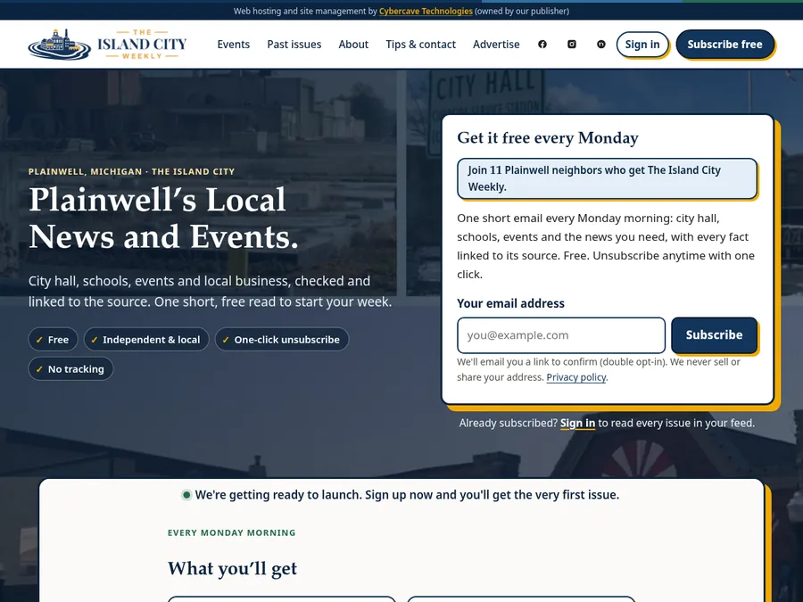 Home page of The Island City Weekly website