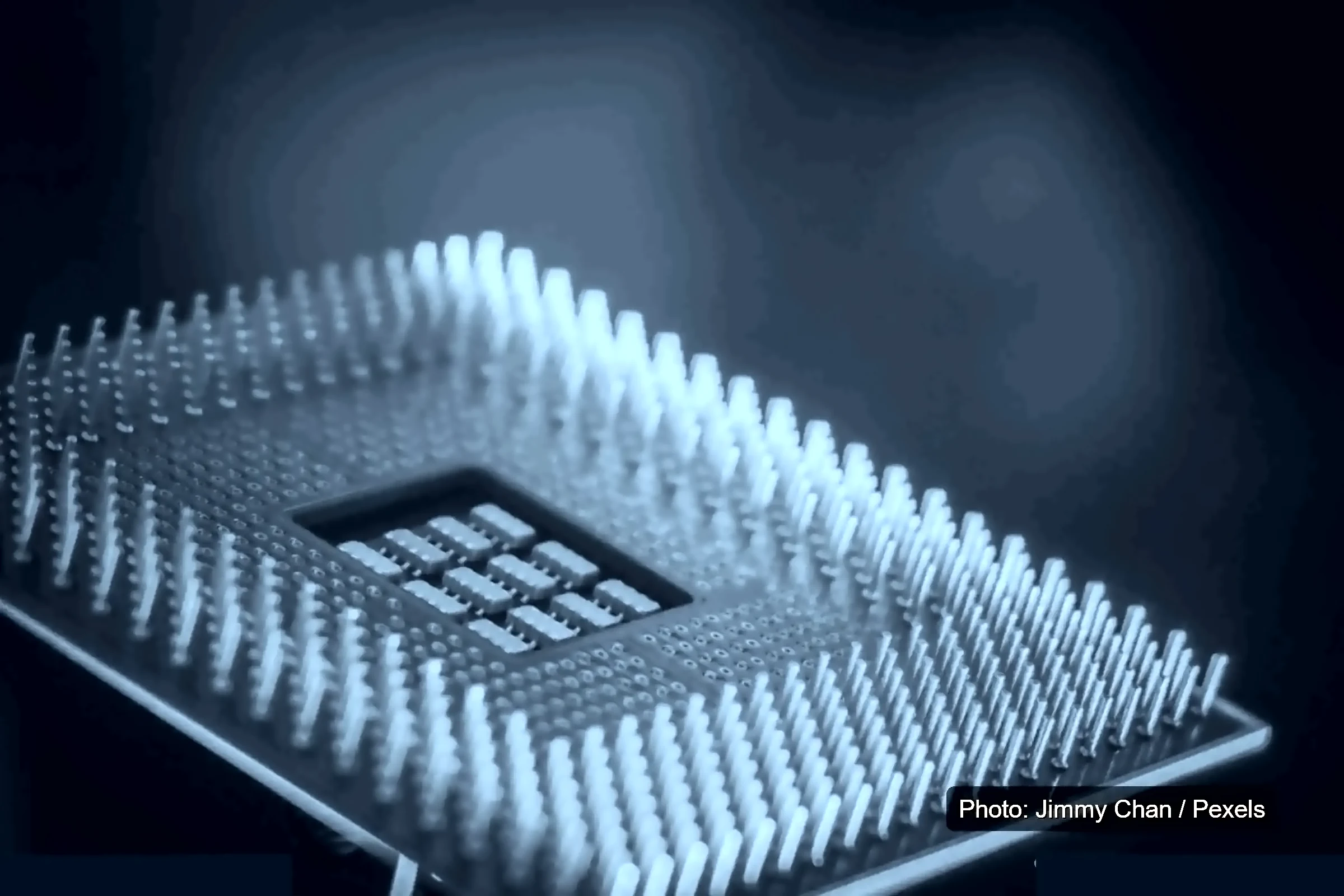 Close-up of a computer processor on a circuit board